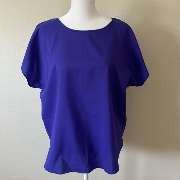 Dark Purple Short Sleeve Blouse - Picture 1 of 9